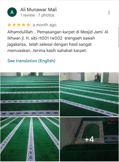 testimoni customer karpet masjid