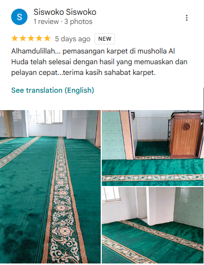 testimoni customer karpet masjid
