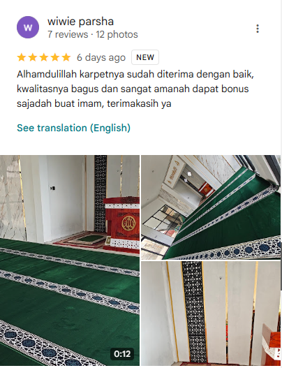 testimoni customer karpet masjid