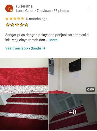 testimoni customer karpet masjid