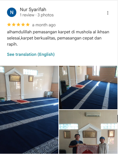 testimoni customer karpet masjid